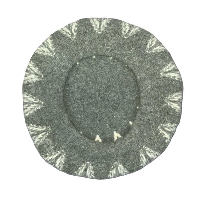 Vtg 'Tonak' Česká Republika 100% Wool Grey Green White Geometric Beret Size XS