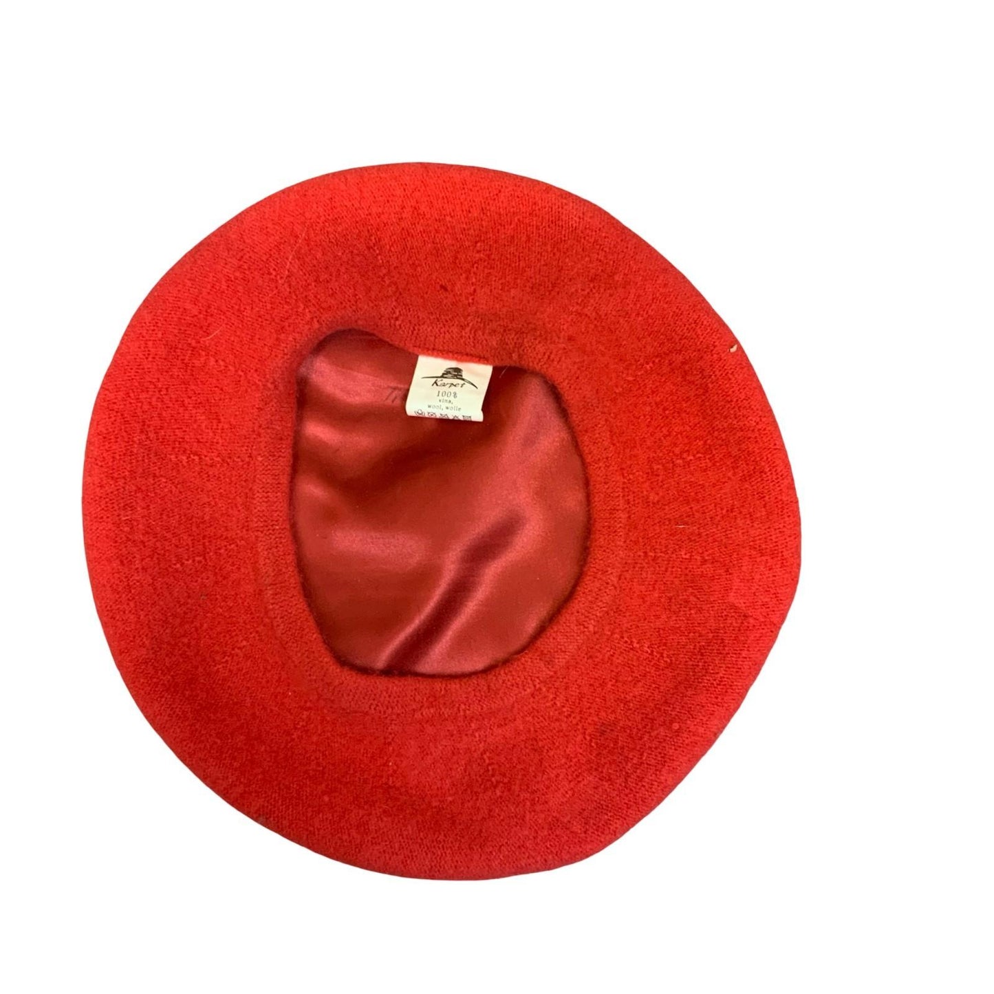 90s y2k 'Karpet' Red Silver Diamanté French Wool Beret Size Small