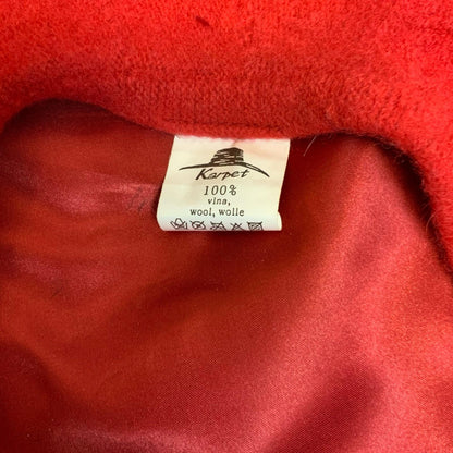 90s y2k 'Karpet' Red Silver Diamanté French Wool Beret Size Small