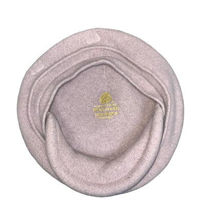 Vtg 1990s Pale Pink Pure New Wool Sailor Baker Boy Peaked Cap Beret Size Small