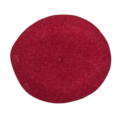 Vtg 'Woolmark' Red Black Stripe Button Classic French Beret Size Medium