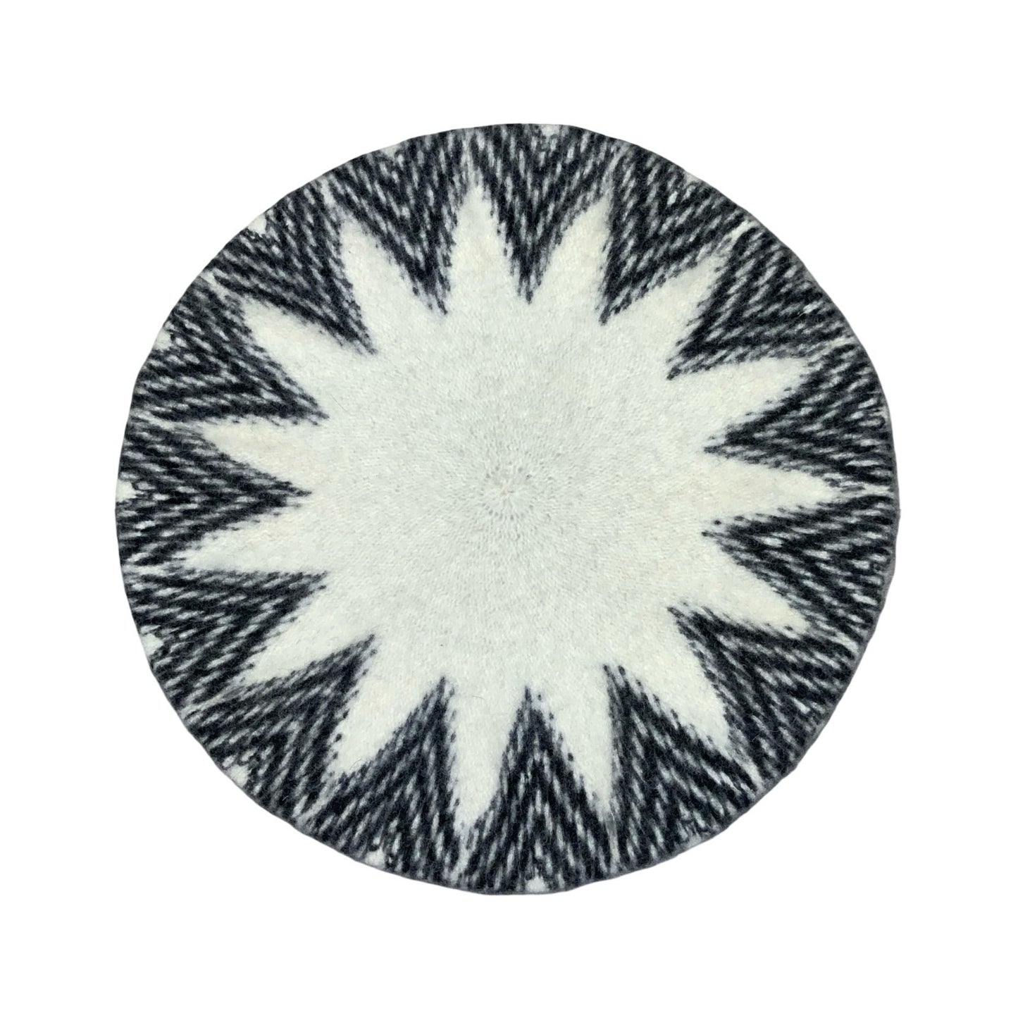 Vtg Black White Geometric Triangle Design Mandala Casual Czech Beret Size Small