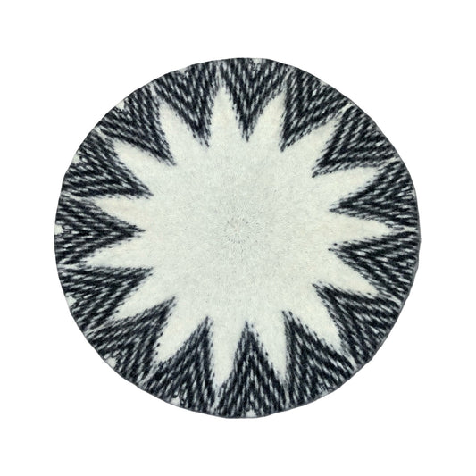 Vtg Black White Geometric Triangle Design Mandala Casual Czech Beret Size Small