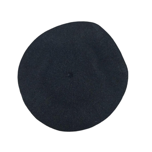 Vtg Black Wool Slouch Casual French Winter Warm Beret Size Medium