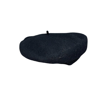 Vtg Black Wool Slouch Casual French Winter Warm Beret Size Medium