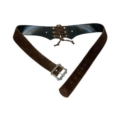 Vtg Brown Austrian Bavarian aEdelweiss Dirndl Corset-Style Suede Belt UK 16/18