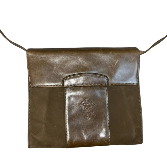 Vtg 80s 'Medici-Creation' Brown Suede Leather West German Crossbody Hand Bag