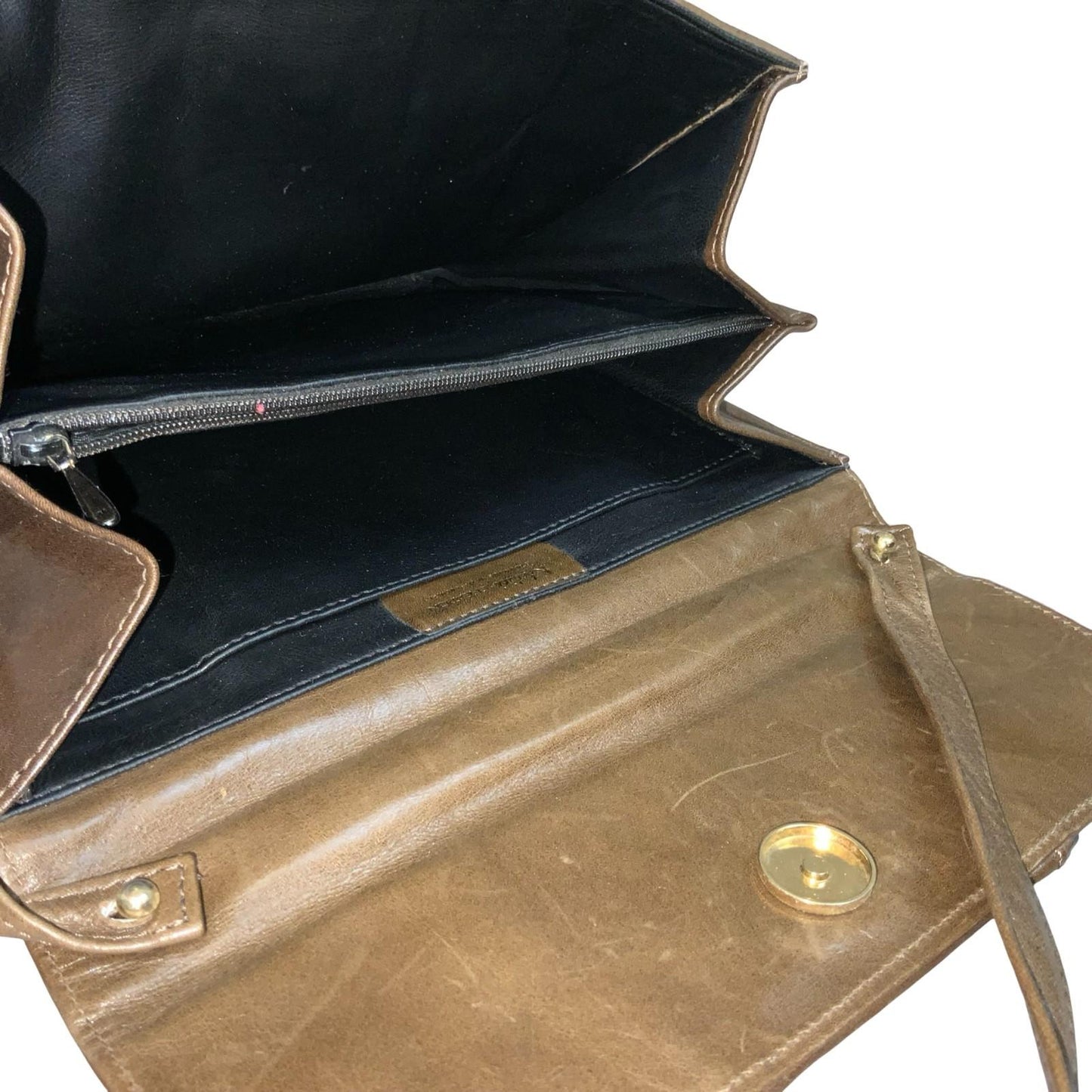 Vtg 80s 'Medici-Creation' Brown Suede Leather West German Crossbody Hand Bag