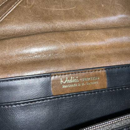 Vtg 80s 'Medici-Creation' Brown Suede Leather West German Crossbody Hand Bag