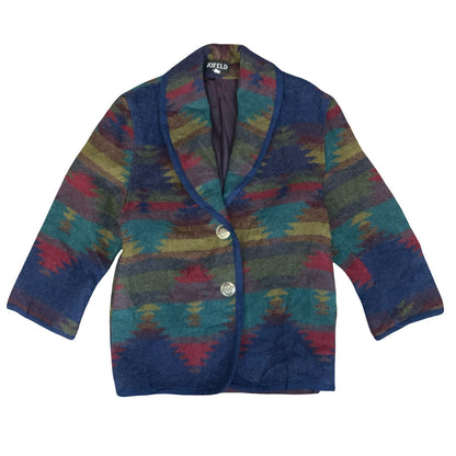 Vtg 'Jofeld' Womens Aztec Print Purple Blue Multicoloured Southwestern Coat M