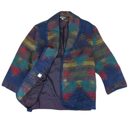 Vtg 'Jofeld' Womens Aztec Print Purple Blue Multicoloured Southwestern Coat M