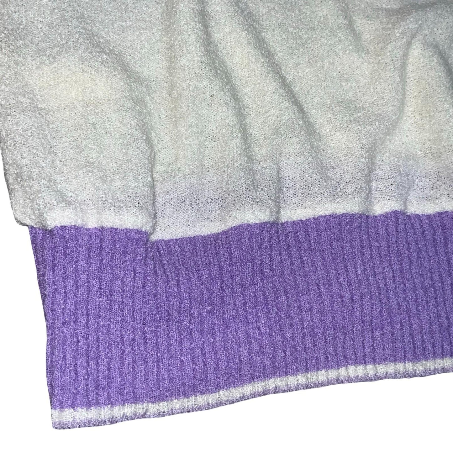 1980s 'Gestrickter CHIC' White Purple Stripe Knit Lightweight Sport Sweater M