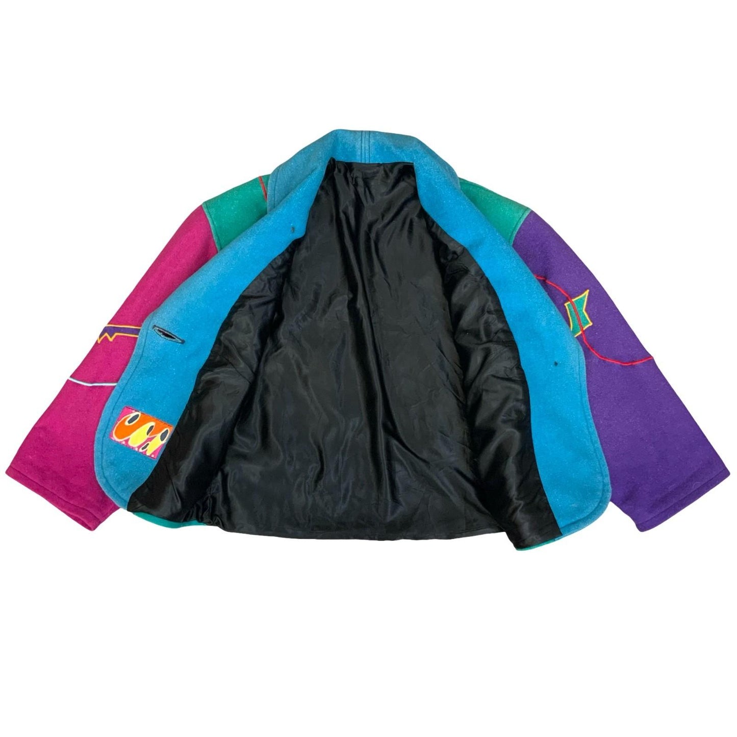 80s 'Cindy Owings Designs' UNIQUE Colourful Wool Embroidered Geometric Jacket M