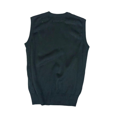 00s 'Burberry London' Black Blue Nova Check Sleeveless Pullover Sweater Vest S