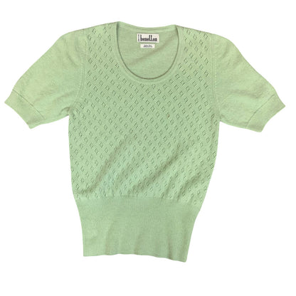 Vtg 'United Colors of Benetton' Green Italian Yarn Petite Lace Knit Jumper XS