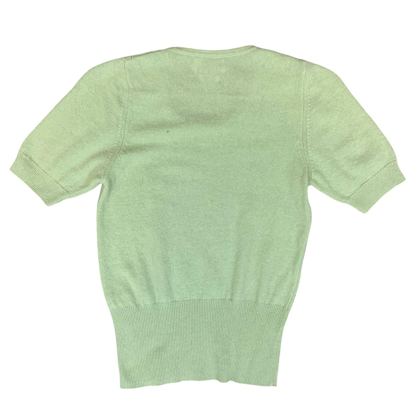 Vtg 'United Colors of Benetton' Green Italian Yarn Petite Lace Knit Jumper XS