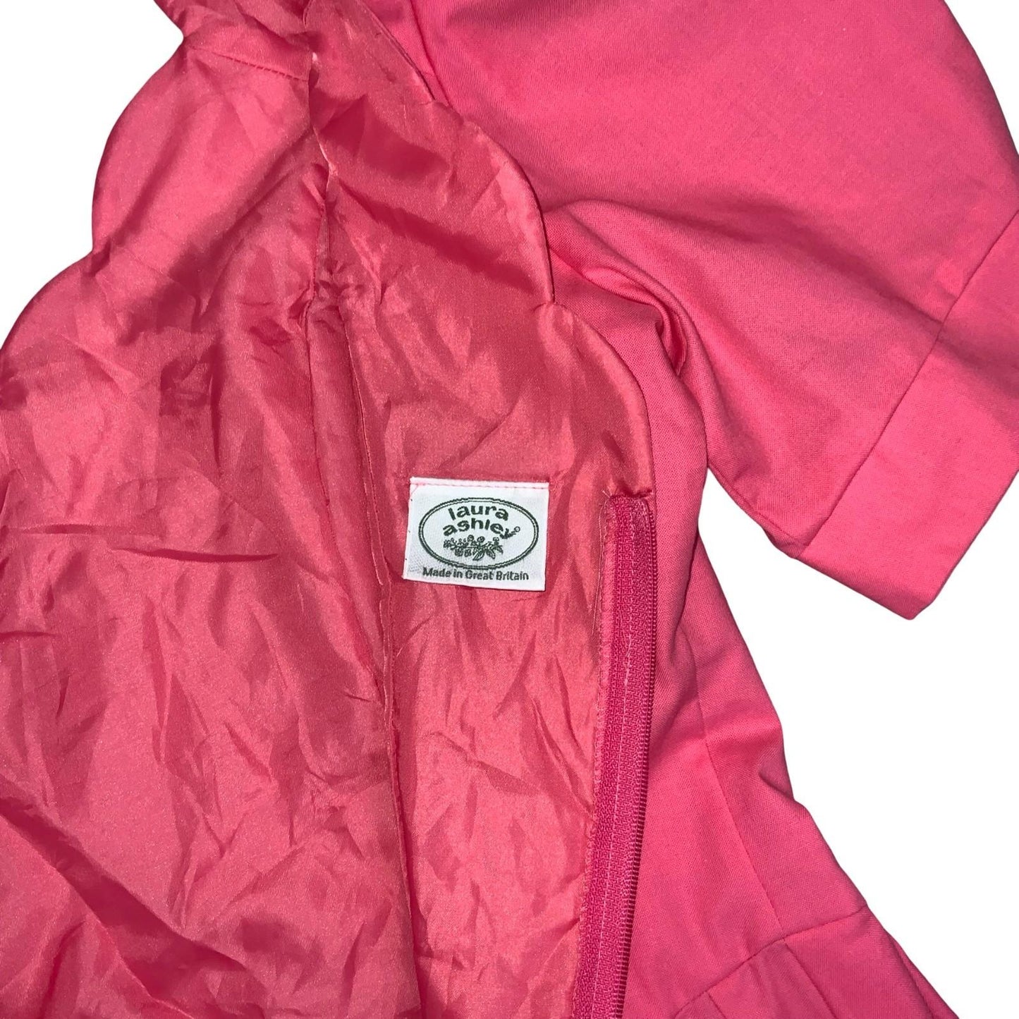 80s 90s 'Laura Ashley' Pink Princess Cut Scalloped Neck Midi Party Dress UK 8/10