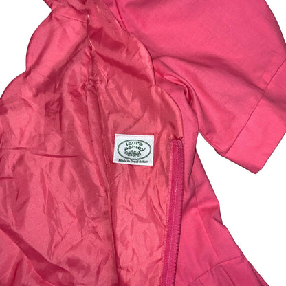 80s 90s 'Laura Ashley' Pink Princess Cut Scalloped Neck Midi Party Dress UK 8/10