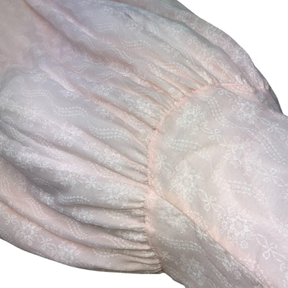 80s 'Gunne Sax' by Jessica McClintock Pink Prairie-Style Lace Party Dress UK 4/6