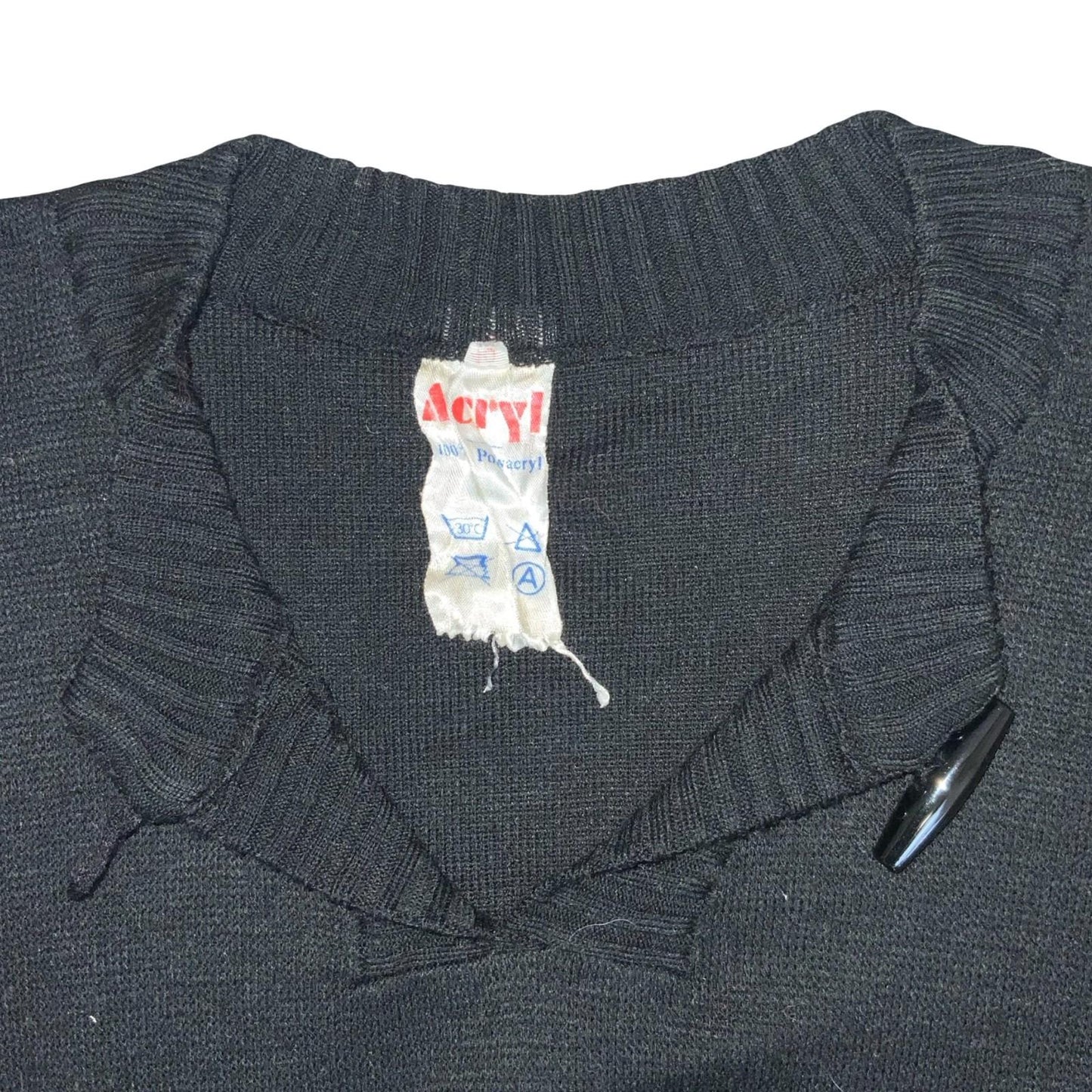 Vtg 97s Black Red Geometric Traditional Folk Retro Bell Sleeve Boho Sweater UK 8