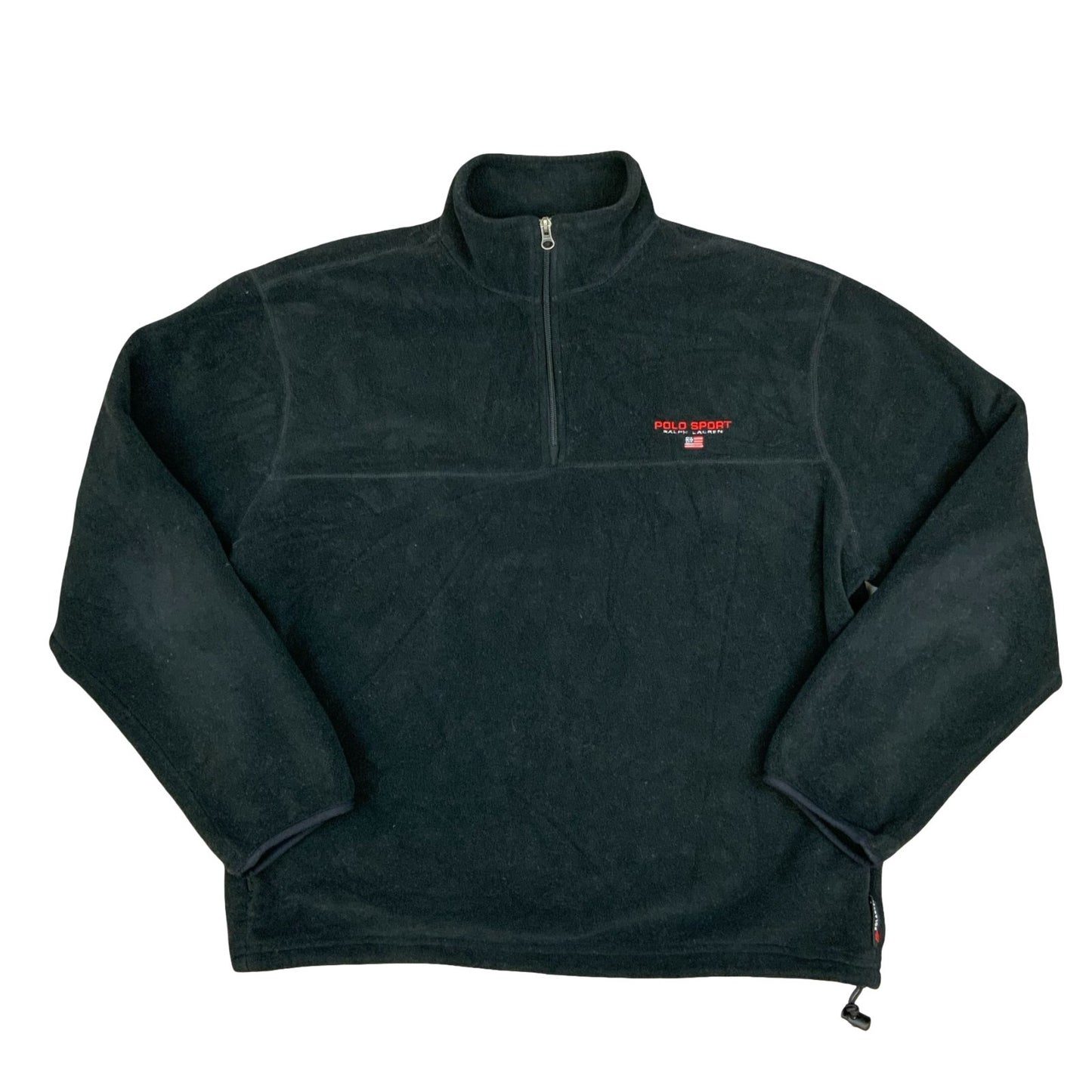 Vintage 90s Black Polo Sport Ralph Lauren 1/4 Zip Polartec Pullover Fleece XL