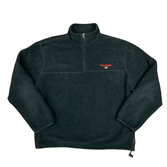 Vintage 90s Black Polo Sport Ralph Lauren 1/4 Zip Polartec Pullover Fleece XL