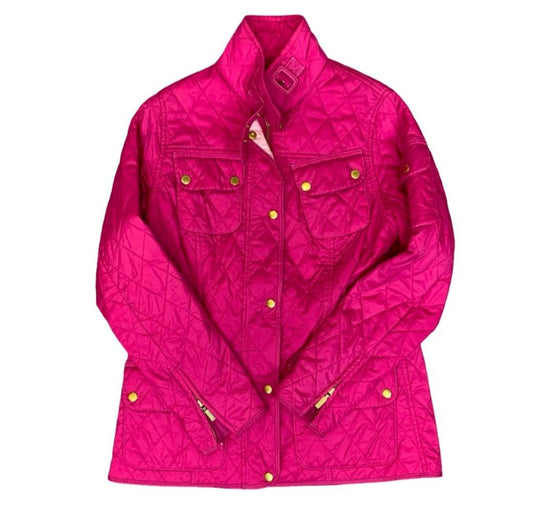 Ladies Barbour International Pink Quilted Riding Outdoor Jacket UK 12