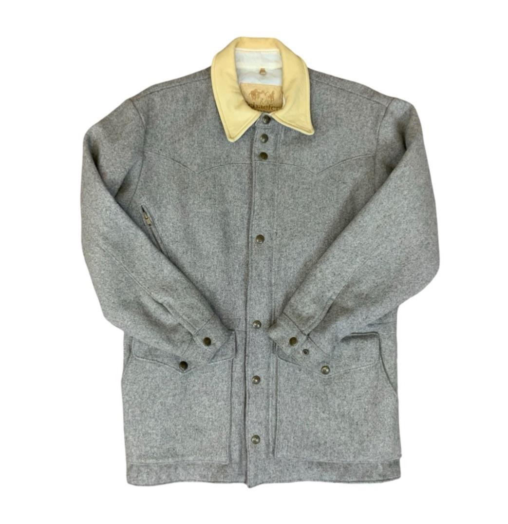 Vtg USA Schaefer Grey Wool Western Yoked Coat Rockabilly Cowboy Ranchwear Small