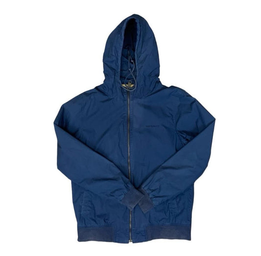 Carhartt Marsh Jacket Blue Hooded Zip Cotton Windbreaker Lined Small
