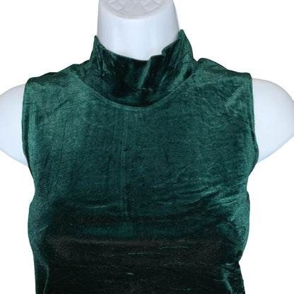 Y2K DJ Int'l Dark Green Velvet High Neck Elegant Mini Skater Party Dress UK 10