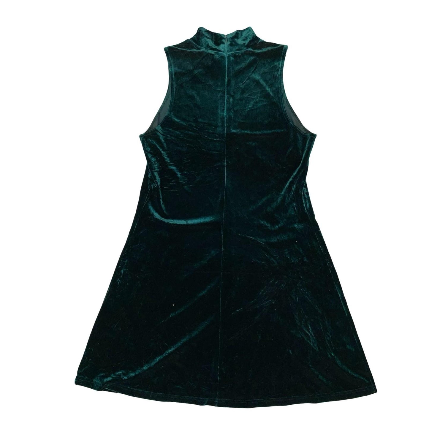 Y2K DJ Int'l Dark Green Velvet High Neck Elegant Mini Skater Party Dress UK 10