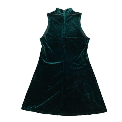 Y2K DJ Int'l Dark Green Velvet High Neck Elegant Mini Skater Party Dress UK 10