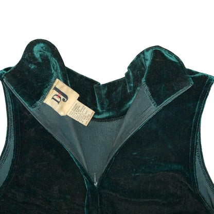 Y2K DJ Int'l Dark Green Velvet High Neck Elegant Mini Skater Party Dress UK 10