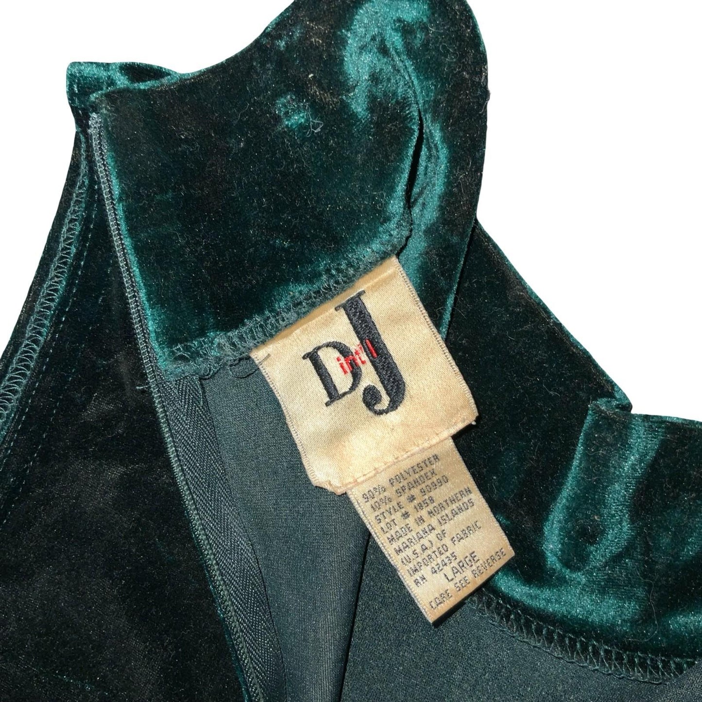 Y2K DJ Int'l Dark Green Velvet High Neck Elegant Mini Skater Party Dress UK 10