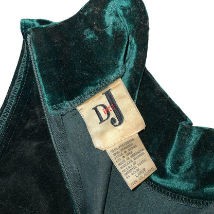Y2K DJ Int'l Dark Green Velvet High Neck Elegant Mini Skater Party Dress UK 10