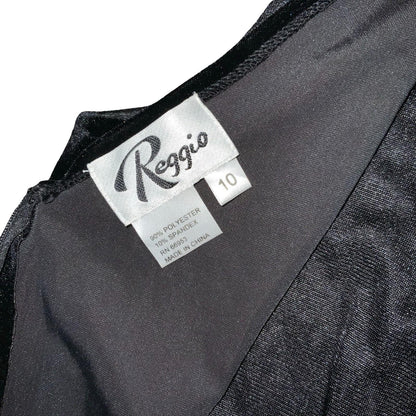 Vtg Y2K 'Reggio' Black Velvet V-Neck Beaded Embroidered Party Maxi Dress UK 8/10