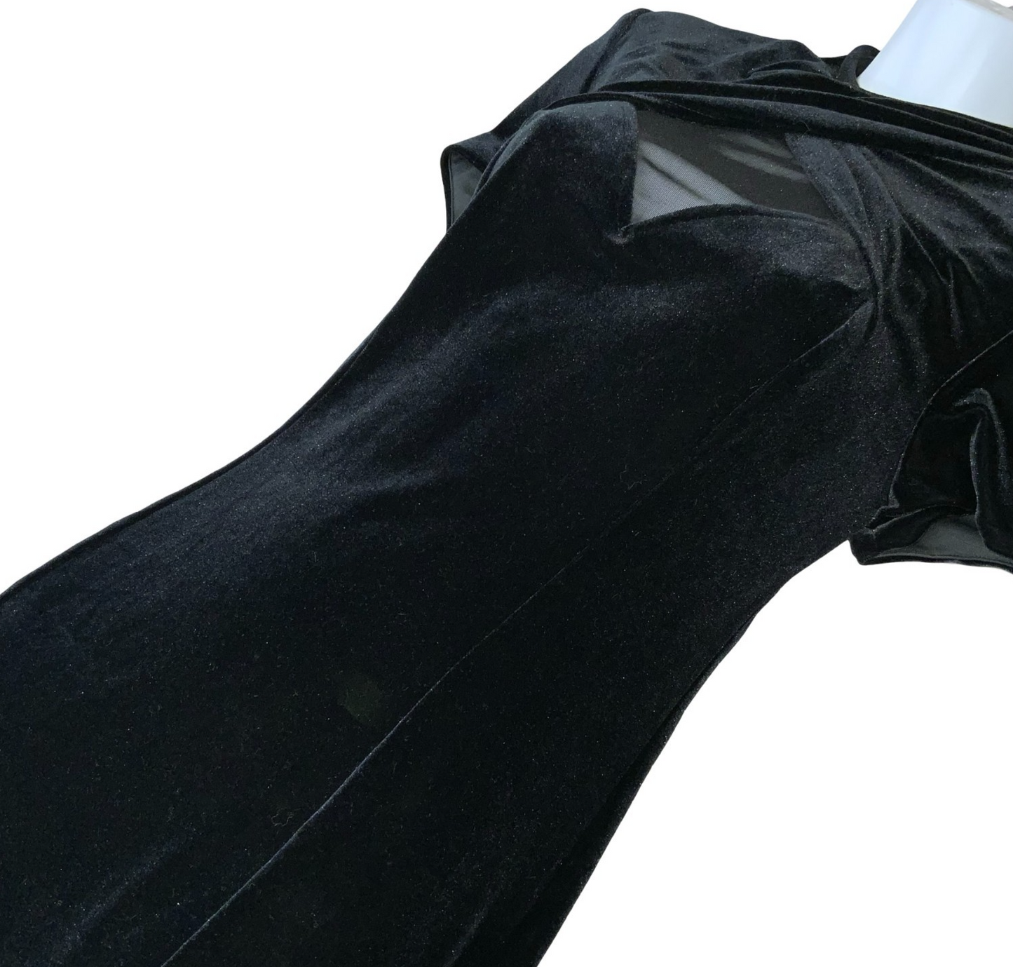 Vtg Y2K 'S.L.Fashions' Black Velvet Dark Romantic Prom Elegant Maxi Dress UK 10