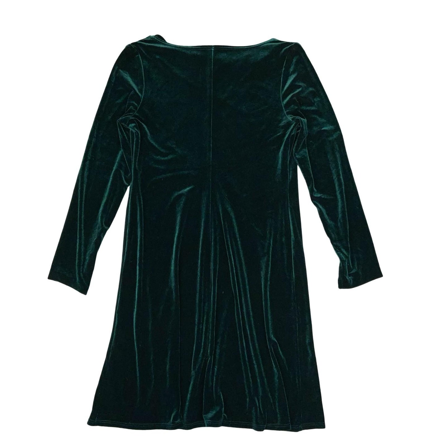 Vtg 80s 90s 'Social Circles' Green Velvet Cowl Neck Stretch Party Dress UK 14