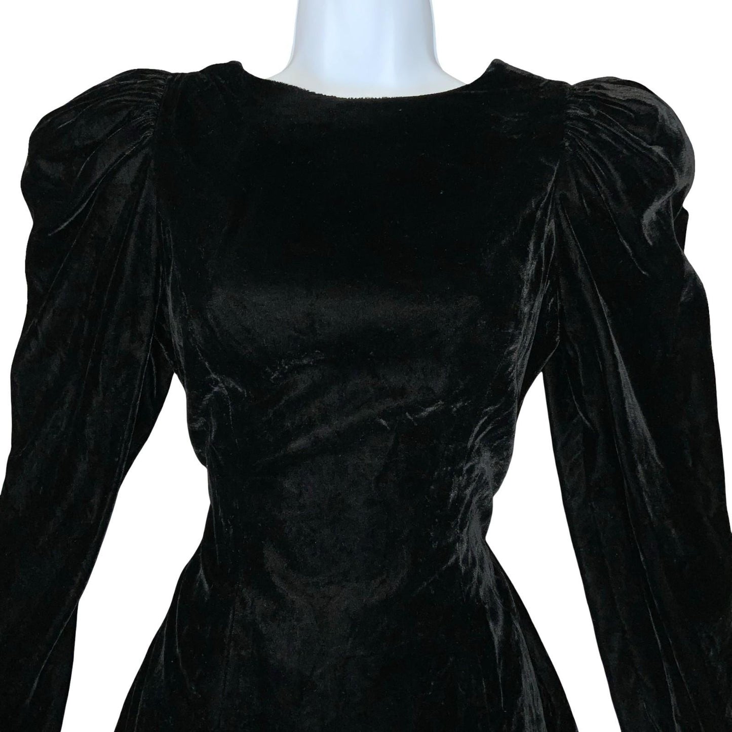 80s USA Union Made Black Velvet Big Shoulders Cocktail Party Mini Dress UK 10