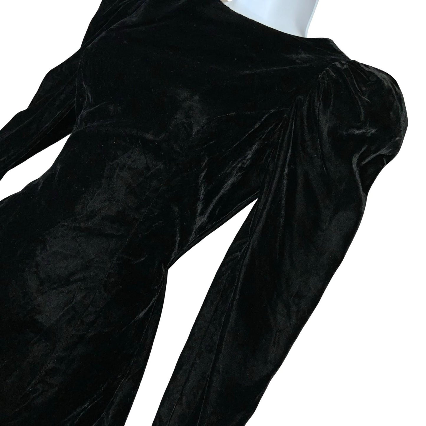 80s USA Union Made Black Velvet Big Shoulders Cocktail Party Mini Dress UK 10