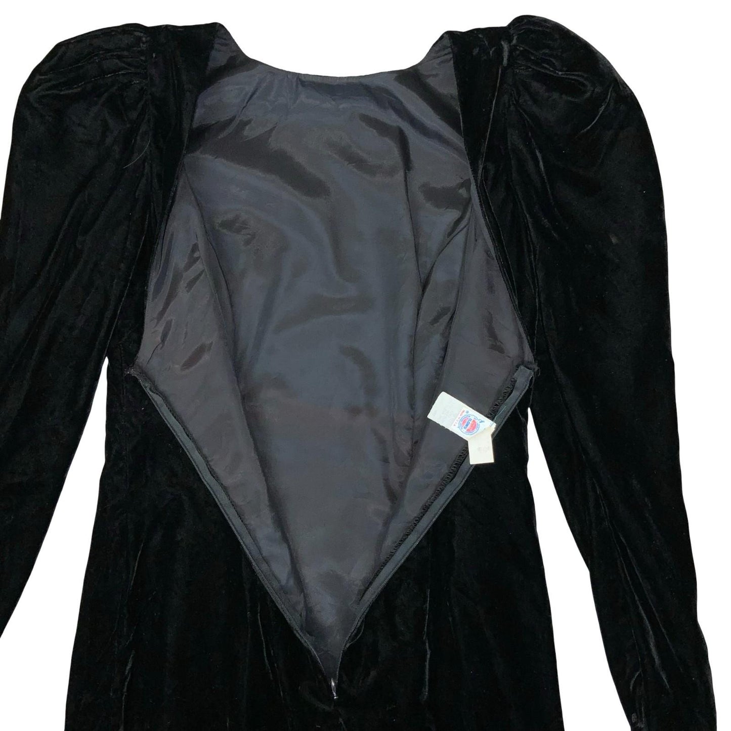 80s USA Union Made Black Velvet Big Shoulders Cocktail Party Mini Dress UK 10