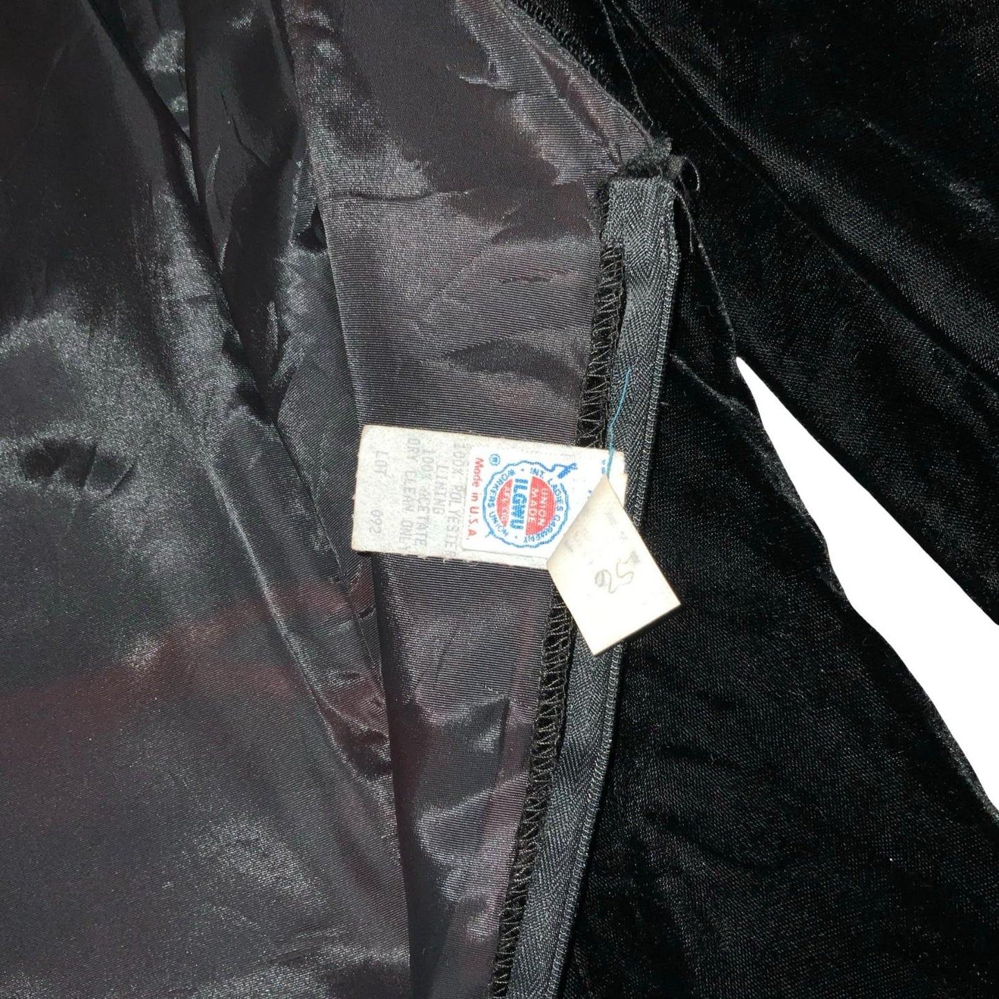 80s USA Union Made Black Velvet Big Shoulders Cocktail Party Mini Dress UK 10