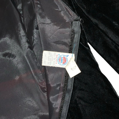 80s USA Union Made Black Velvet Big Shoulders Cocktail Party Mini Dress UK 10