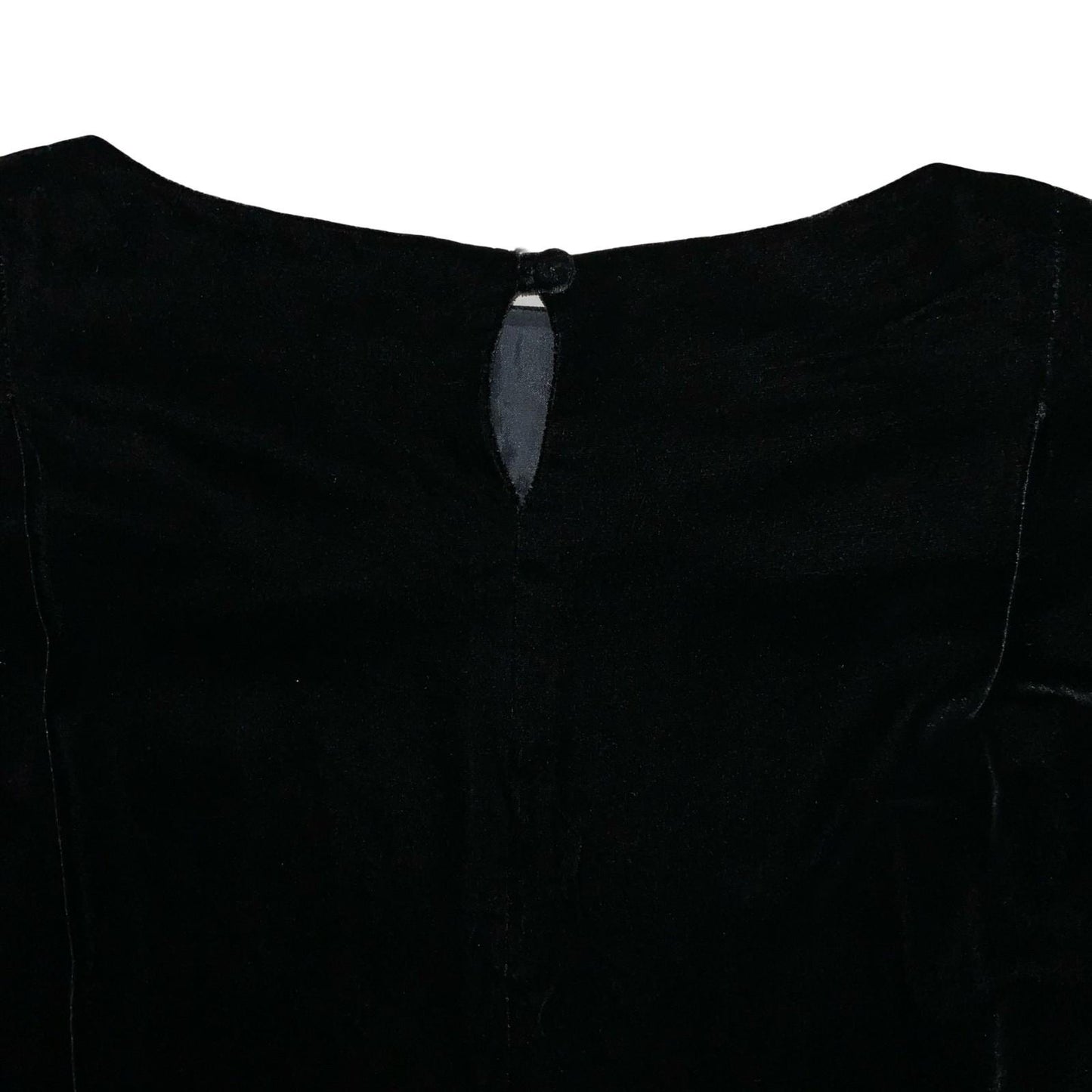 80s 'Liz Claiborne' Black Velvet Boat Neck Batwing Evening Party Dress UK 14/16