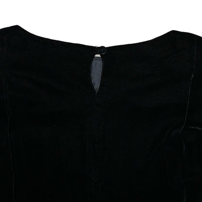 80s 'Liz Claiborne' Black Velvet Boat Neck Batwing Evening Party Dress UK 14/16