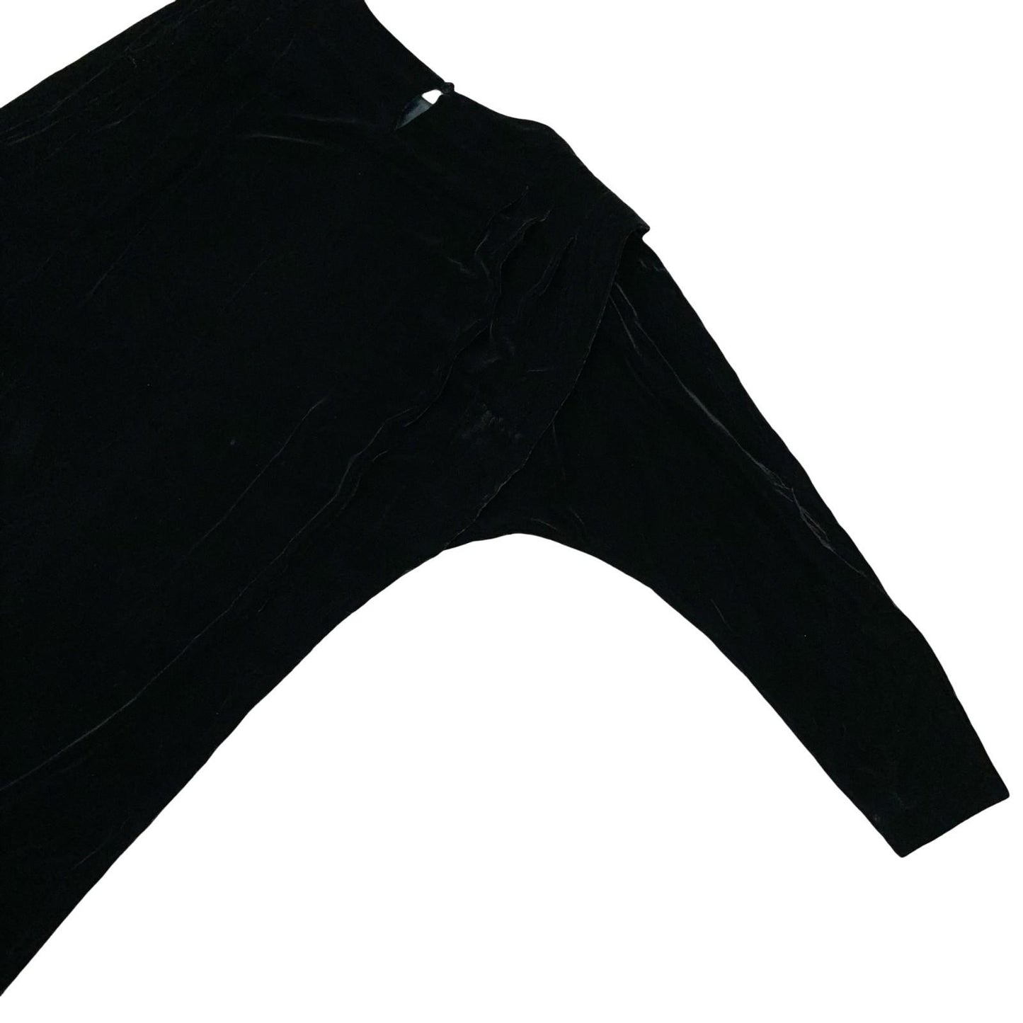 80s 'Liz Claiborne' Black Velvet Boat Neck Batwing Evening Party Dress UK 14/16