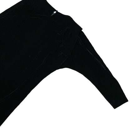 80s 'Liz Claiborne' Black Velvet Boat Neck Batwing Evening Party Dress UK 14/16