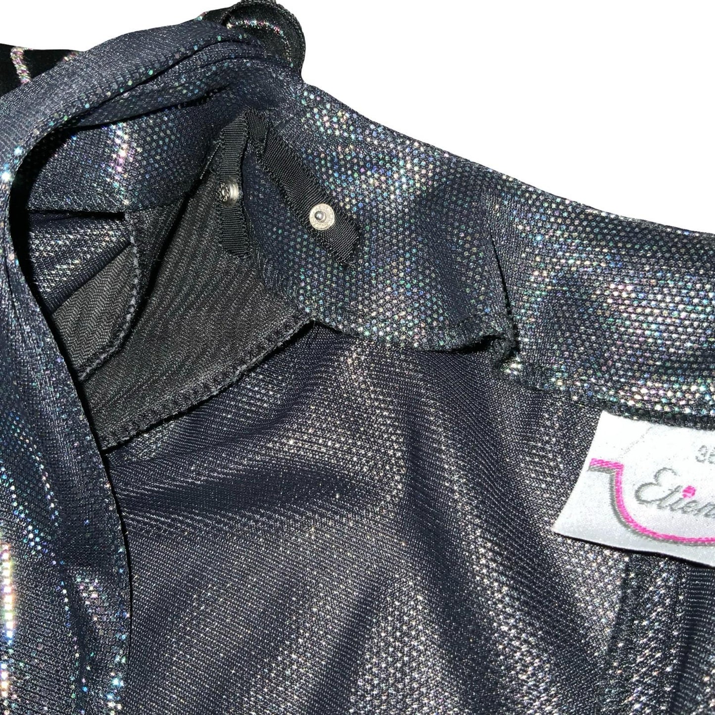 Vtg 'Etienne' Gun Metal Silver Metallic Disco Party Xmas Ruched Blouse Top UK 10