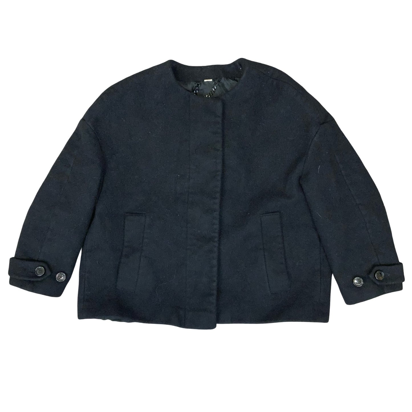 'Burberry London' Black Wool Cashmere Crop Formal Overcoat Blazer Jacket UK 8