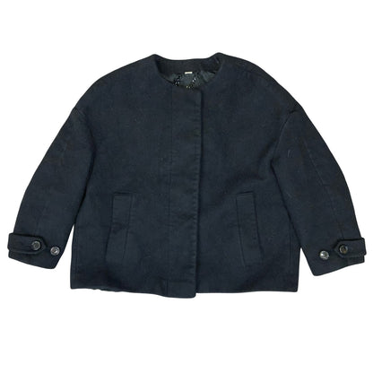 'Burberry London' Black Wool Cashmere Crop Formal Overcoat Blazer Jacket UK 8